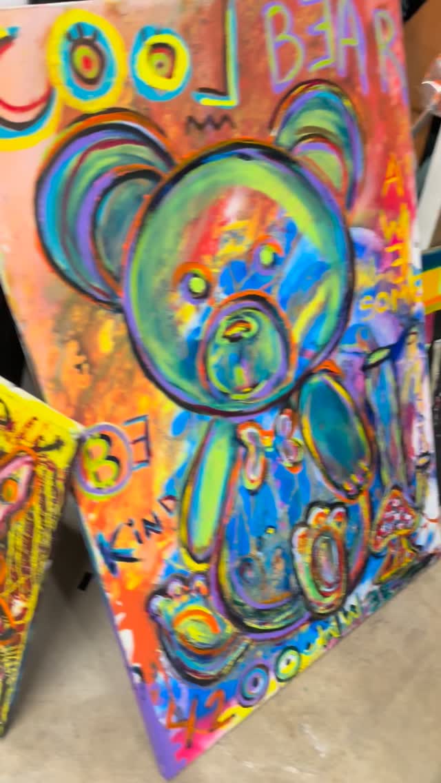 Cool Bear, acrylic and oil stick on canvas, 61 x 91 cm
