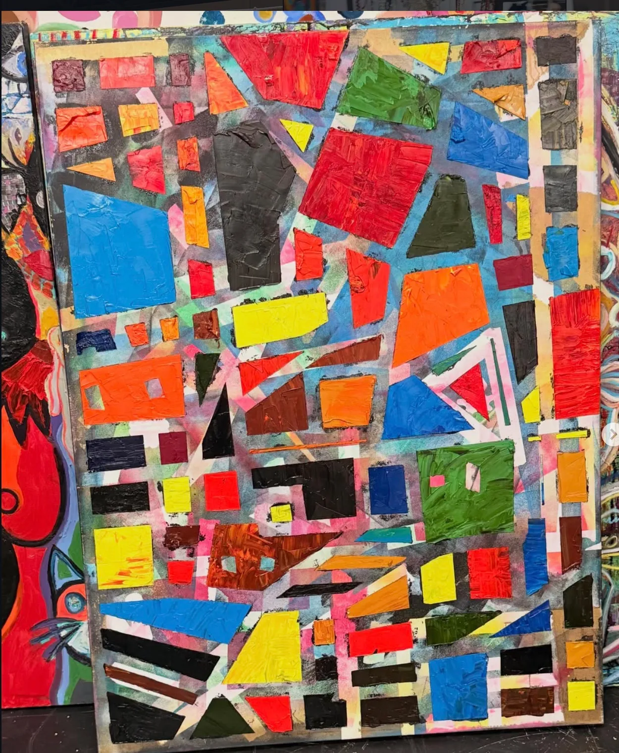 City Blocks, acrylic and mixed media on canvas, 30 x 36 in / 76 x 91 cm