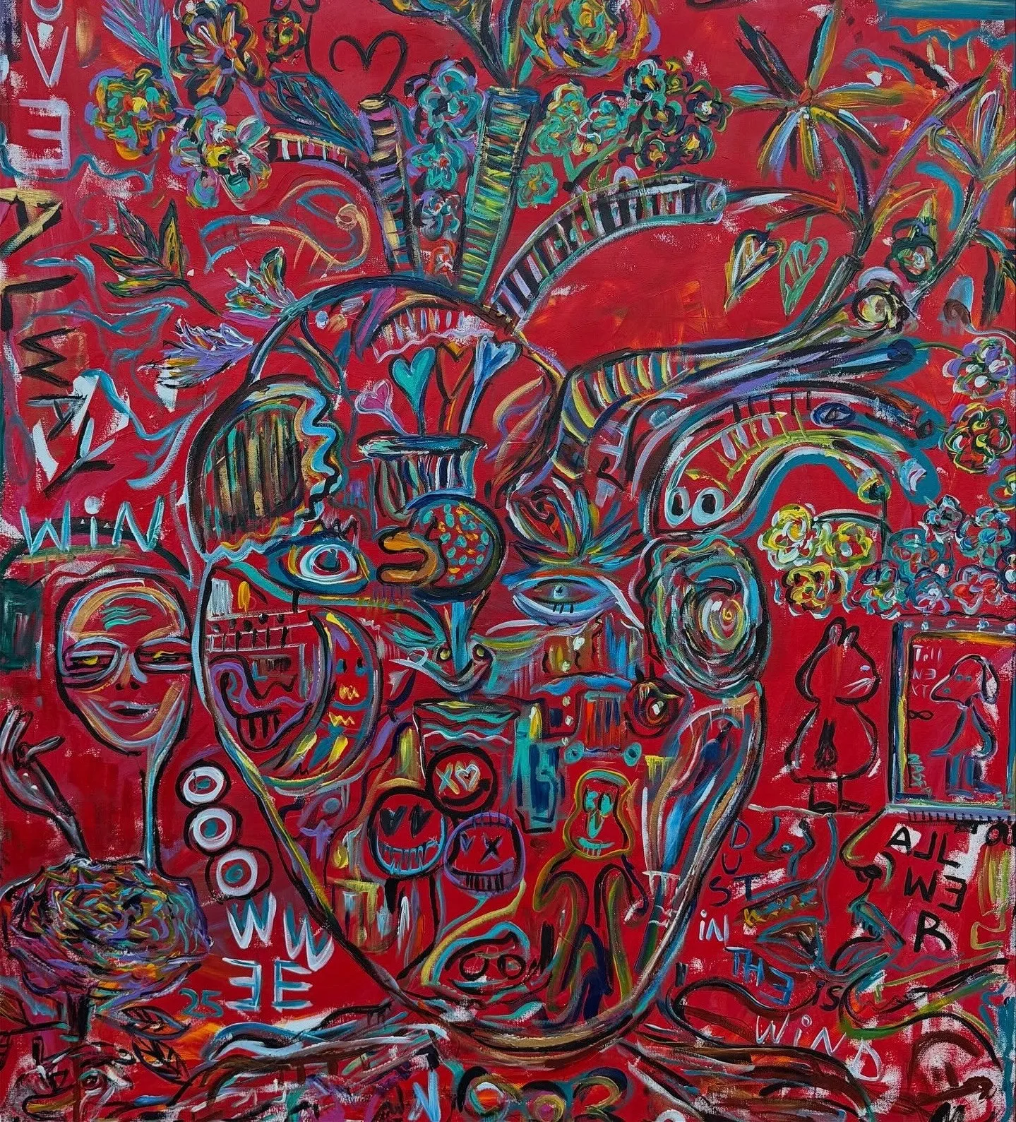 Love Always Win, acrylic on canvas, 36 x 40 in / 91 x 102 cm