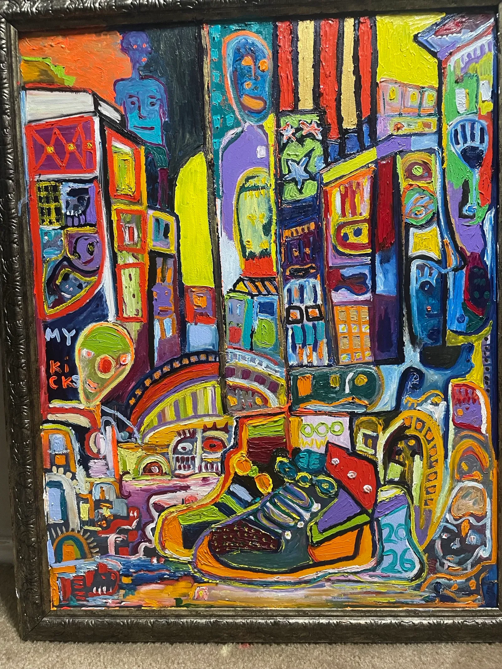 My Kicks, oil on canvas, framed, 24 x 32 in / 61 x 81 cm