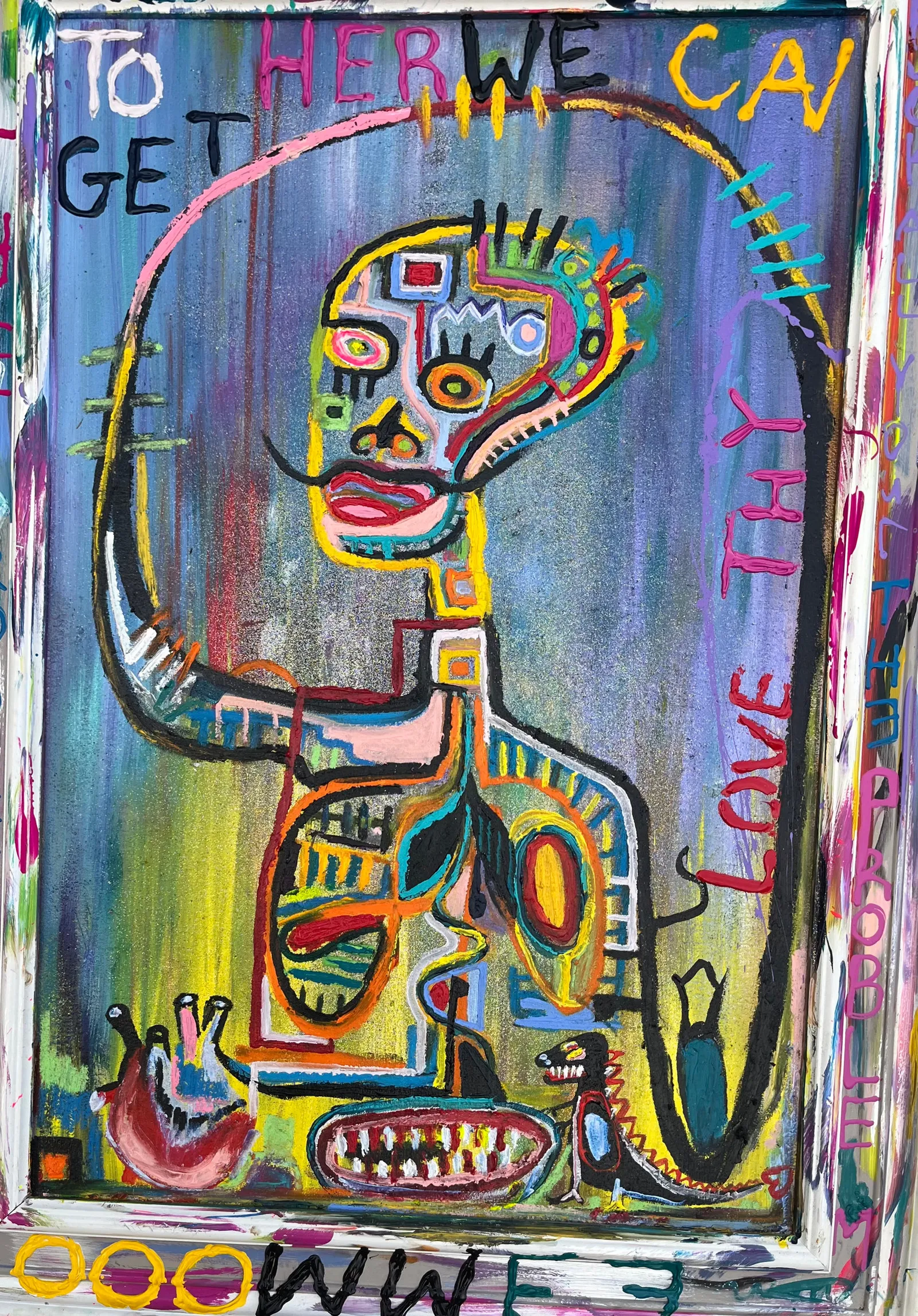 Together We Can, acrylic on canvas, painted frame, 24 x 36 in / 61 x 91 cm
